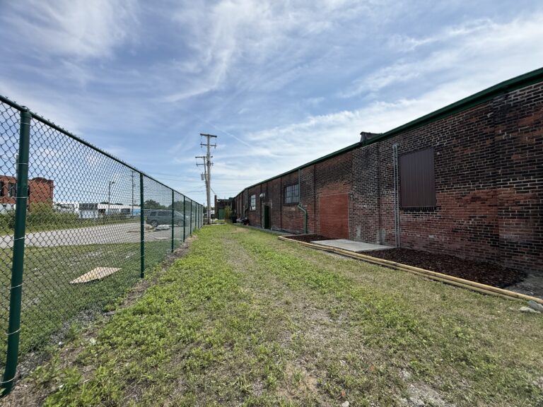 The safe, spacious outdoor play yard at Beegan K9 dog daycare in Cleveland, Ohio